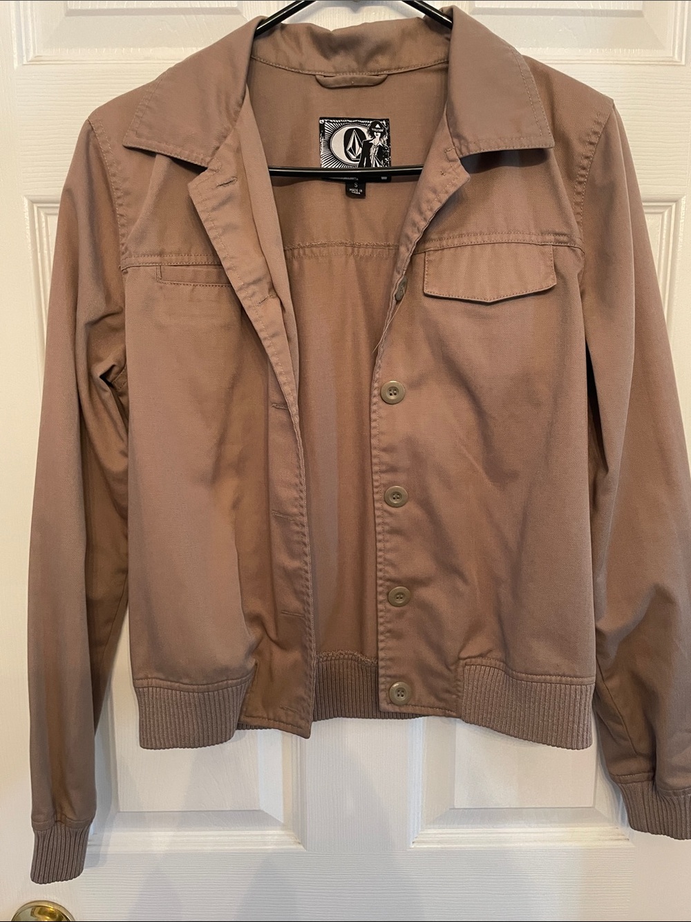 Volcom Taupe Brown Casual Button-Front Jacket